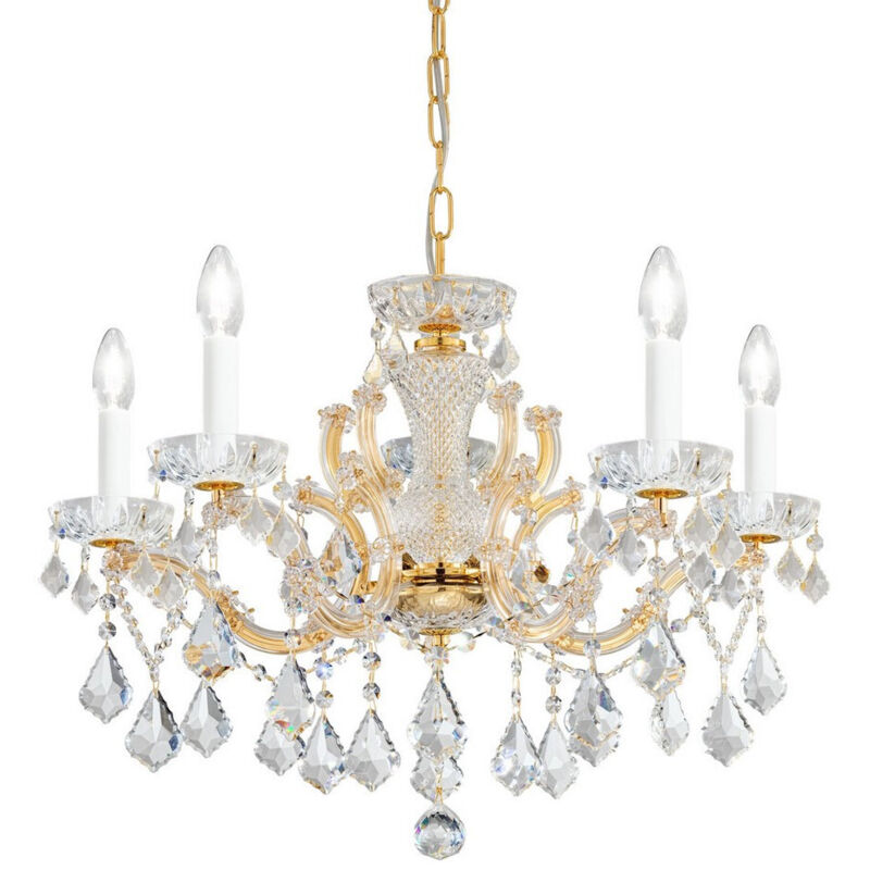 Maria louise - Lampadario classico a 5 braccia in cristallo oro lucido, 5x attacco E14 - Kolarz