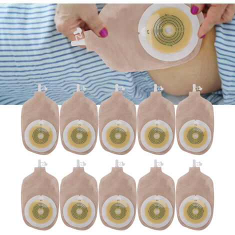 [Kolostomiebeutel] 10 Stück aus entleerbarem, nicht gewebtem Kolostomiebeutel mit Stoma-Maße 28 x 14 cm, Komplettset