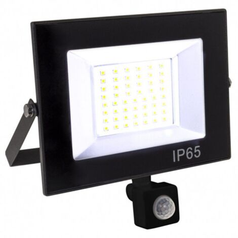 kolyma spotlight avec capteur ip44 1x100w led 5000lm 6500k 120°l.28xw.7xh.25cm noir