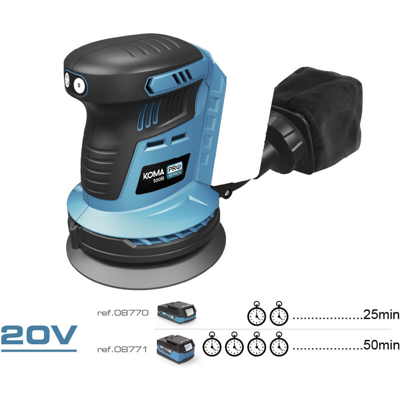 

Lijadora excentrica 20v (sin bateria y cargador) pro series battery - Koma Tools