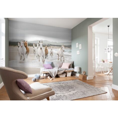 Komar 8-986 368 x 254 cm, "cavalli bianchi", colore: bianco/carta da parati, colore: bianco (confezione da 8)