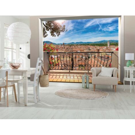 Komar Balcony 368 x 248 cm, Papier peint panoramique XXL4-083, photomurale sur intissé