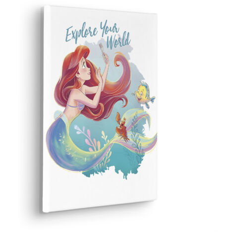 Komar Canvasbild Disney Ariel Explore your World - 40 x 30 cm - Bild auf Keilrahmen - für Kinderzimmer