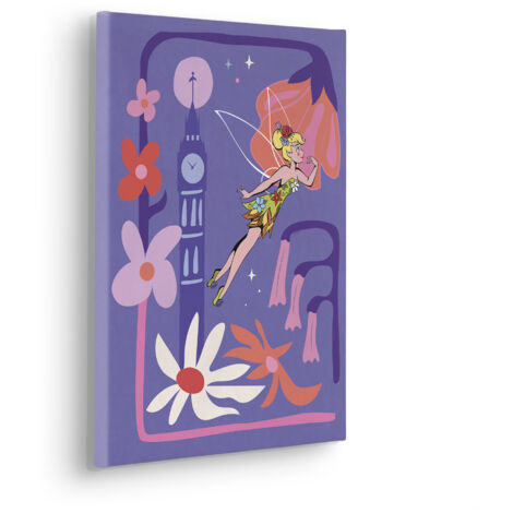 Komar Canvasbild Disney Tinker Bell Flower City - 40 x 30 cm - Bild auf Keilrahmen - für Kinderzimmer