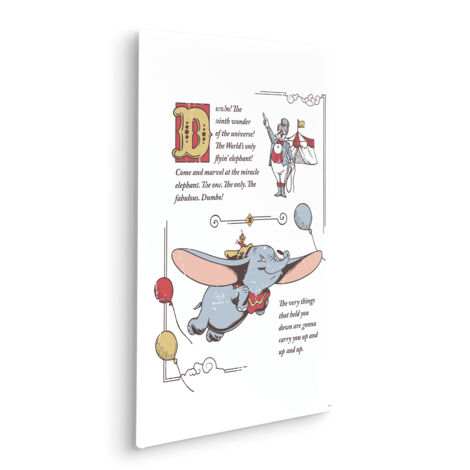 Komar Canvasbild Dumbo the Flying Elephant - 60 x 40 cm - Bild auf Keilrahmen - für Kinderzimmer - klassischer Stil