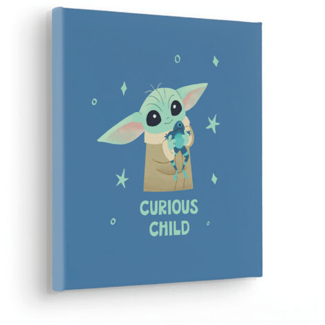 Komar Canvasbild Star Wars The Mandalorian Little Grogu Curious - 30 x 30 cm - Bild auf Keilrahmen - für Kinderzimmer