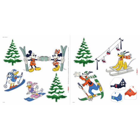 Komar Fenstersticker - Disney Mickey Mouse Snowland - 30 x 30 cm - Mehrteiliges Stickerset