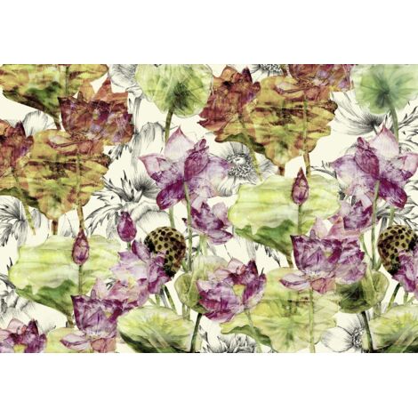 Komar Lotus 368 x 248 cm, Papier peint panoramique XXL4-070, photomurale sur intissé