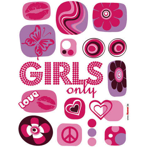 Komar Wandaufkleber - Girls only - 70 x 50 cm - selbstklebender Wandsticker - für Kinderzimmer