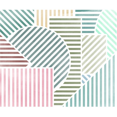 Komar Wandtapete - Jeux de Lignes Bonbon - 250 x 300 cm - Vlies Digitaldruck - Modern