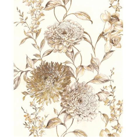 Komar Wandtapete - Vintage Chrysanthemum - 250 x 200 cm - Vlies Digitaldruck - Modern