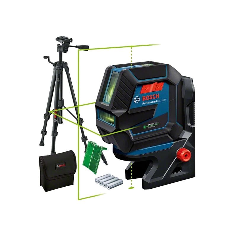 Image of Gcl 2-50 g + bt 150 Livella laser professionale a linee verdi con treppiede - Bosch
