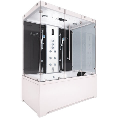 Kombination Badewanne Dusche K80-SW-TH-B-SC-EA Duschtempel 180x100 cm aktive Schlauch-Reinigung