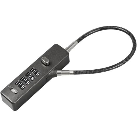 Kombinationskabelschloss – Verschiedene Größen (12", 24" und 48"), zurücksetzbarer 4-stelliger Code, robustes Stahlseil – langlebige Sicherheit, Schwarz
