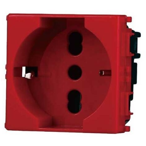 Kombinationssteckdose kompatible Vimar Plana 2P+T 10/16A Rot Farbe Ettroit EV2116