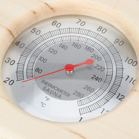 Kombiniertes hölzernes Sauna-Thermo-Hygrometer mit dekorativem, manuellem Thermo-Hygrometer, temperaturbeständig bis 140 °C, Abmessungen 26 x 13,5 cm (386 g)
