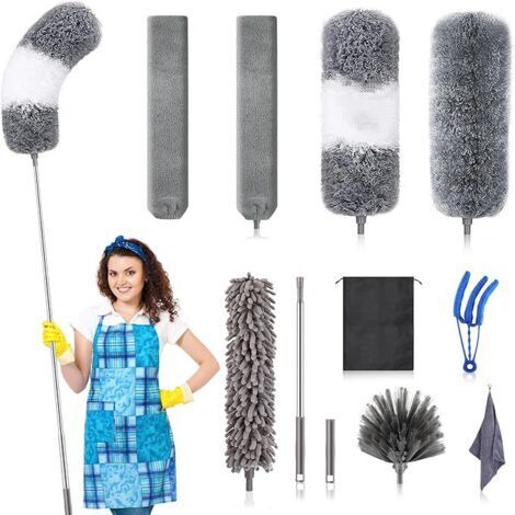 Kombiniertes Staubwedel-Set für große Höhen – geeignet zur Reinigung von Wänden und Möbeln – elfteiliges Set