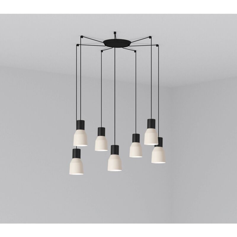 

Faro Barcelona - KOMBO Lámpara colgante beige Ø120 7L - NEGRO MATE