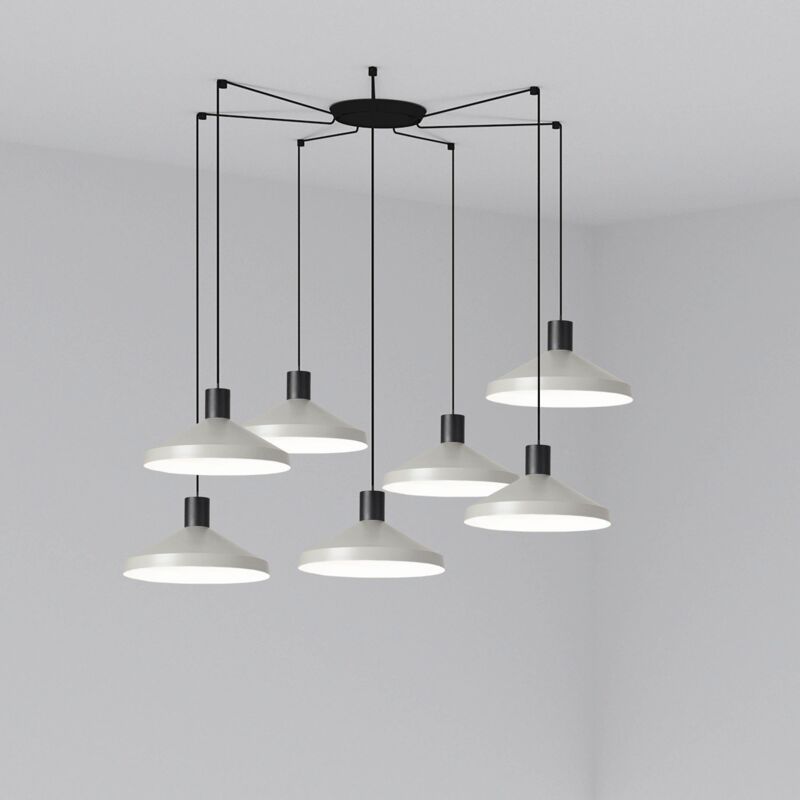

Faro Barcelona - KOMBO Lámpara colgante gris Ø400 7L - NEGRO MATE