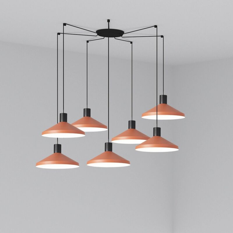 

Faro Barcelona - KOMBO Lámpara colgante terracota Ø400 7L - NEGRO MATE