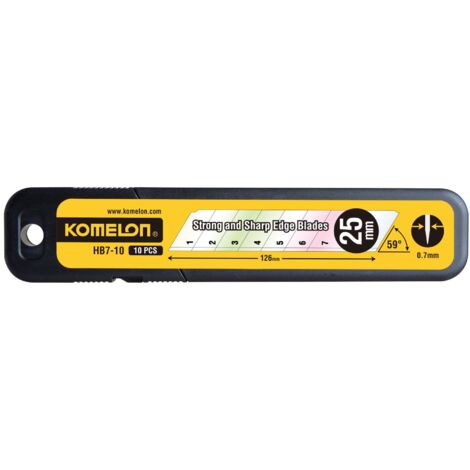 Komelon HB710 Snap-Off Blades 25mm (Pack of 10) - Precision Cutting Utility Blades