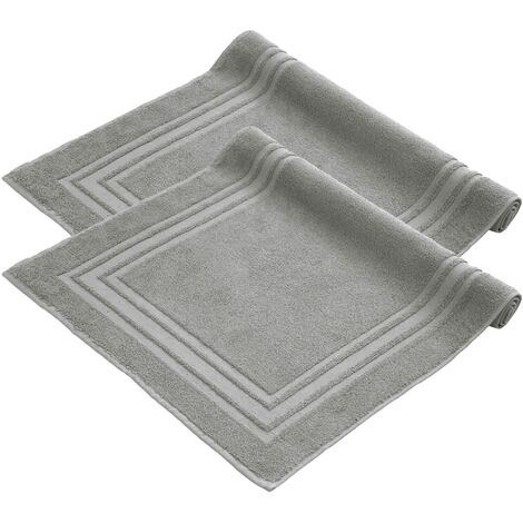 Komfortec Set di 2 tappetini da bagno, in spugna, lavabile, 600 g/m² e 100% cotone, assorbenti e ad asciugatura rapida, 50 x 70 cm, colore: grigio argento