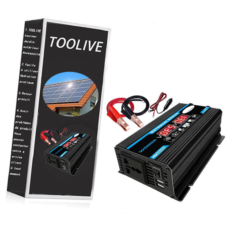 Komiro - Convertisseur 12V 220V Pur Sinus 4000W Onduleur à Onde Sinusoïdale Pure Transformateur avec Télécommande & Double ac Prises de Courant pour