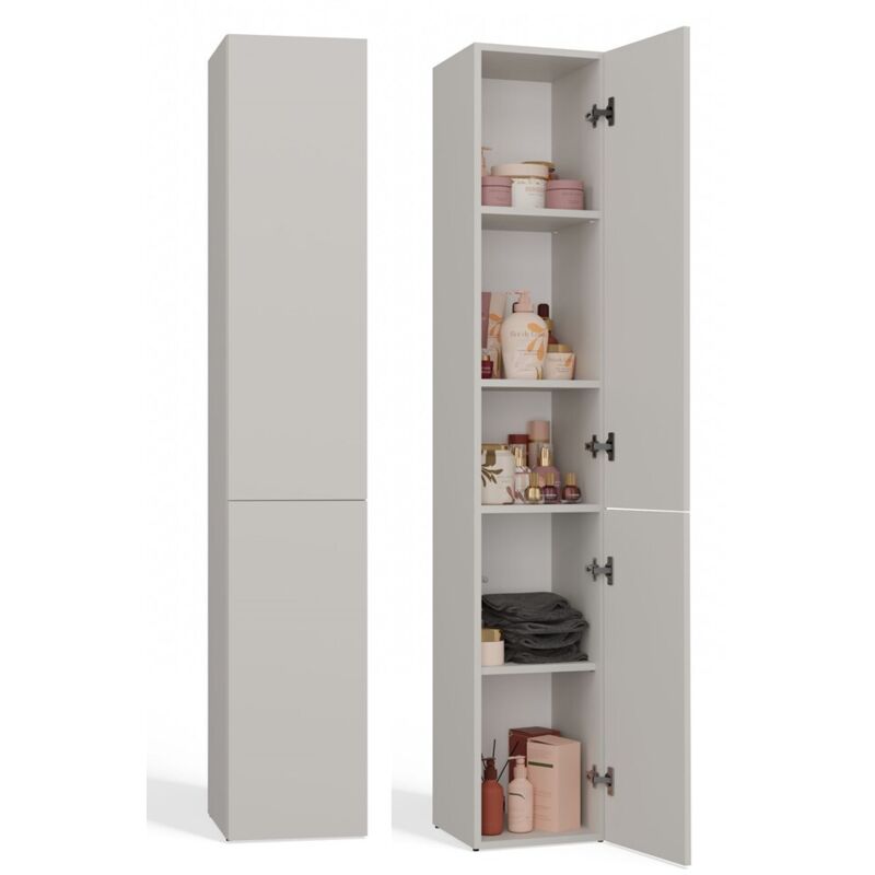 Topeshop - komma - Meuble salle de bain 2 portes beige - 31x30x174 cm - Colonne rangement sdb Topeshop - komma - Meuble salle de bain 2 portes beige - 31x30x174 cm - Colonne rangement sdb