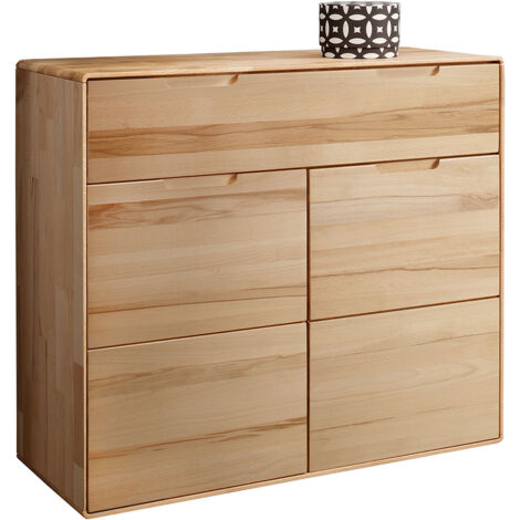 Kommode 100 cm breit modern in massiver geölter Buche KALAMANTA-69
