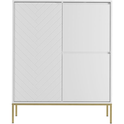 Kommode 102 cm breit in weiß matt mit gefräster Front ANGERA-140