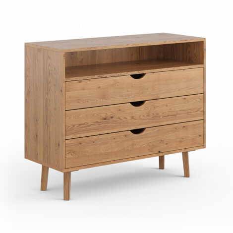 Kommode 3 Schubladen Eiche massiv SIENA-163