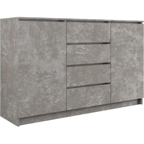 Kommode 4 Schubladen, 2 Schränke, 140 Beton Sideboard Bella