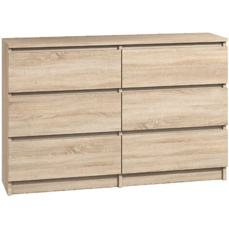 Kommode 6 Schubladen sonoma 140 cm Sideboard Bella