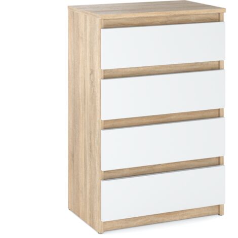 Kommode 60 cm 4S Sonoma Eiche Weiß TV-Schrank Wohnzimmermöbel
