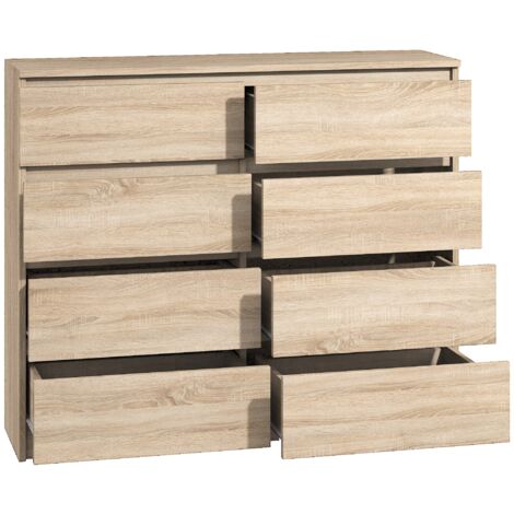 Kommode 8 Schubladen sonoma 140 cm Sideboard Bella