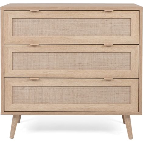 Kommode 80 x 40 cm Eiche hell mit drei Schubladen - Agrigento