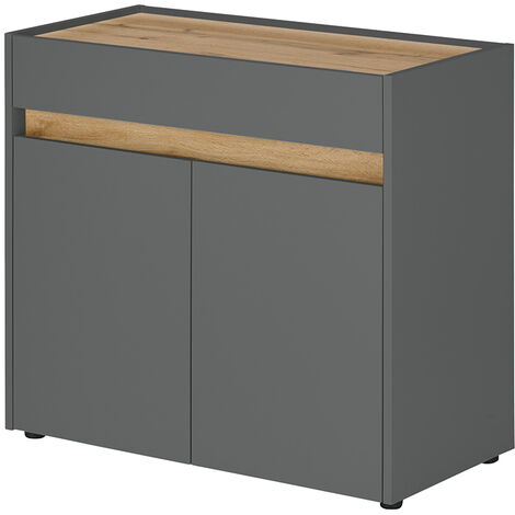 Kommode, 80cm breit, anthrazit mit Eiche, CRISP-61