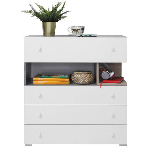 Kommode 85cm in Beton weiß Eiche SEATTLE-133