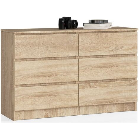 Kommode AKORD K120 Sonoma-Eiche 120 cm 6 Schubladen B120 x H77 x T40 cm