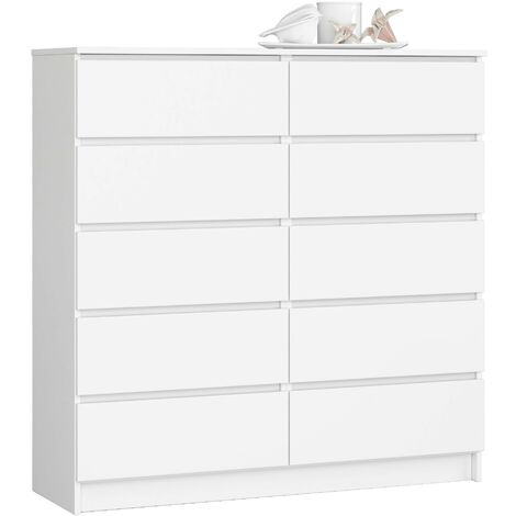 Kommode AKORD K120 Weiß 120 cm 10 Schubladen B120 x H121 x T40 cm