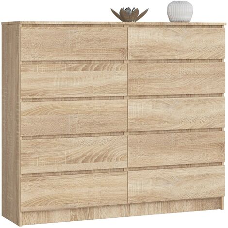 Kommode AKORD K140 Sonoma-Eiche 138 cm 10 Schubladen B138 x H121 x T40 cm