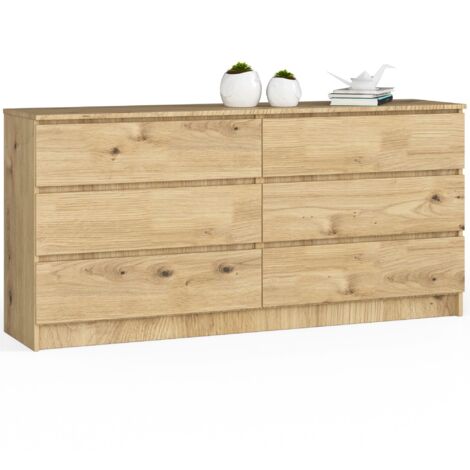 Kommode AKORD K160 Eiche Artisan 160 cm 6 Schubladen B160 x H77 x T40 cm