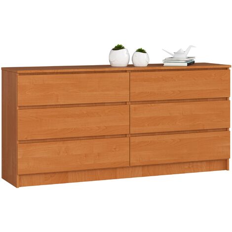 Kommode AKORD K160 Erle 160 cm 6 Schubladen B160 x H77 x T40 cm