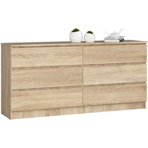 Kommode AKORD K160 Sonoma-Eiche 160 cm 6 Schubladen B160 x H77 x T40 cm
