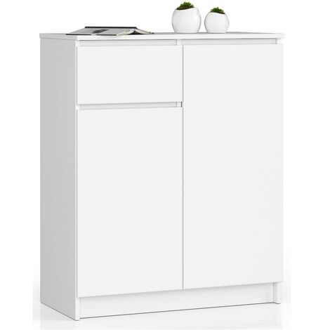 Kommode AKORD K80 Weiß 80 cm 2 Türen Schublade 4 Ebenen B80 x H99 x T40 cm