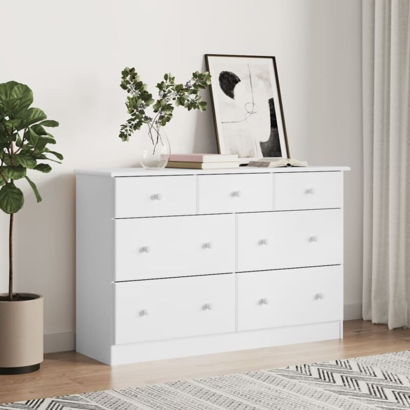 Vidaxl Kommode Alta Weiß 112x35x73 Cm Massivholz Kiefer