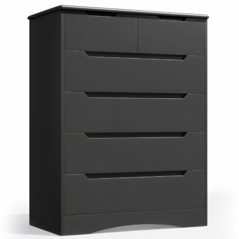 Kommode Bealife 5 Schubladen Staufmöbel mit integriertem Griff und Anti-Stolper-Vorrichtung für Schlafzimmer, Wohnzimmer, Veranda Schwarz