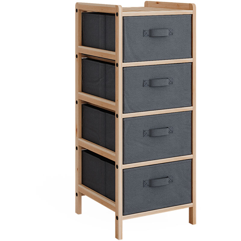 Kommode Bruno, Grau, 34.5 X 86 Cm Mit 4 Stoffschubladen, Vicco
