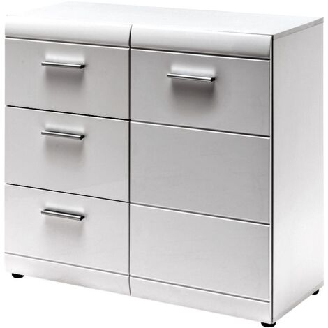 Kommode DANARO-01, 96x86x40cm, Hochglanz weiß