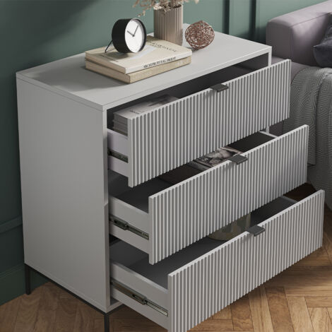 Kommode Eliza, Grau, 80 x 81.2 cm mit 3 Schubladen, Vicco